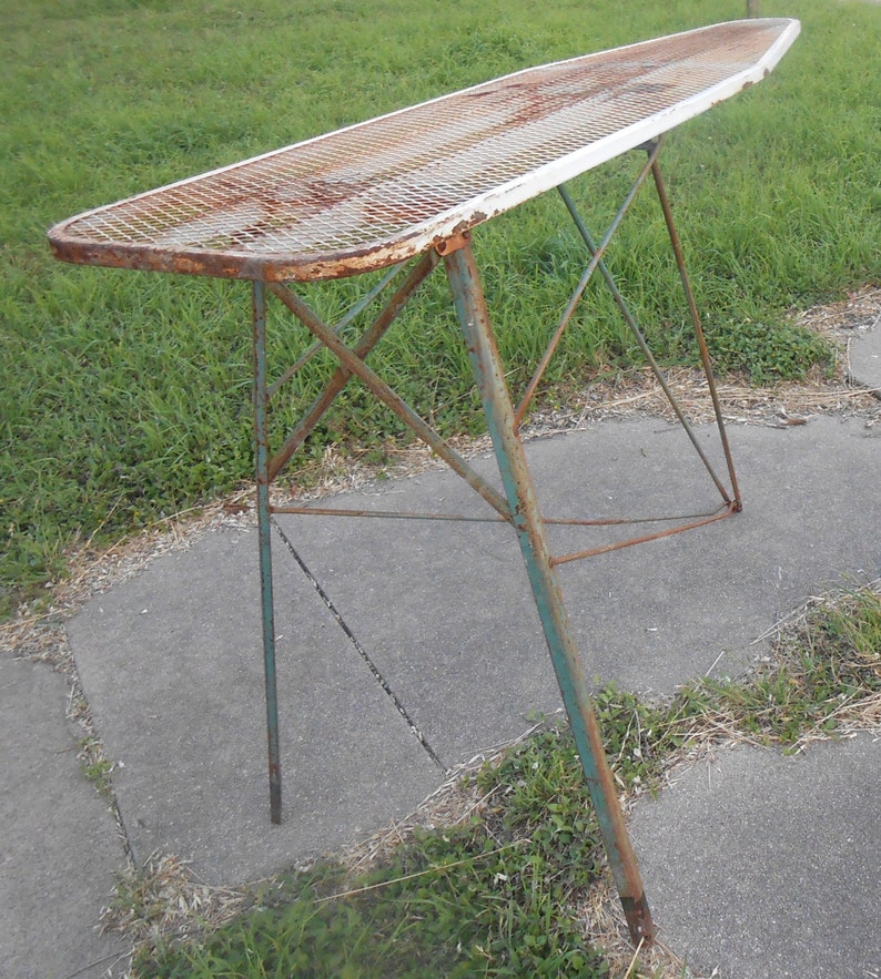 Vintage Metal Ironing Board Folds up Flat Unique Serving Table Etsy Israel
