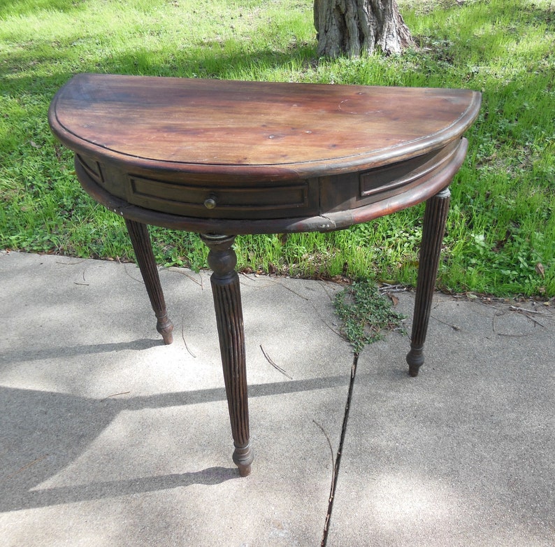 Antique Mahogany Half Moon Table Wood Handmade Entryway Table Etsy