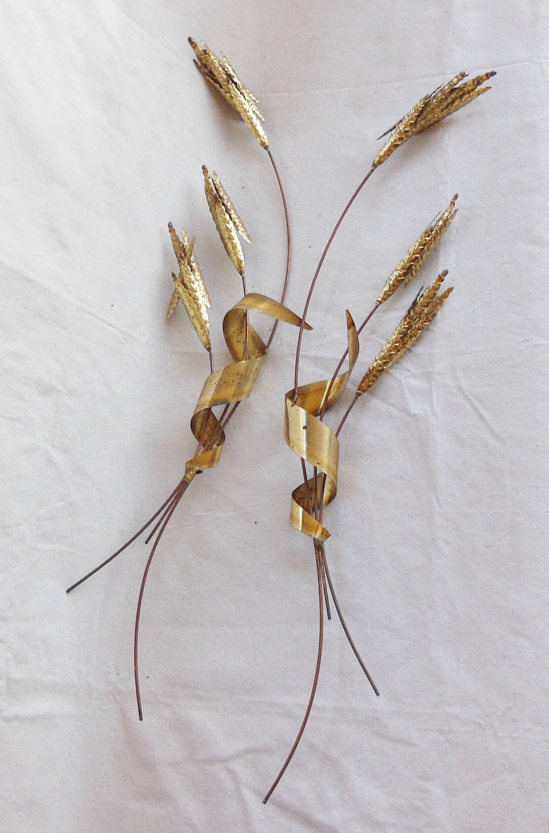 Vintage Metal Wall Hanging Brass Sheaves Stalks of Wheat Grain Etsy