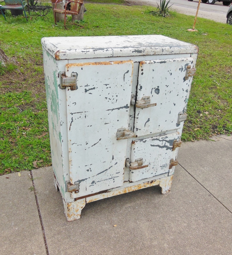 Antique Enamel Galvanized Metal Ice Box 1900s Refrigerator - Etsy