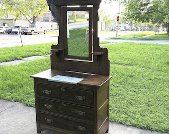 Antique 1800s Eastlake Dresser with Mirror
