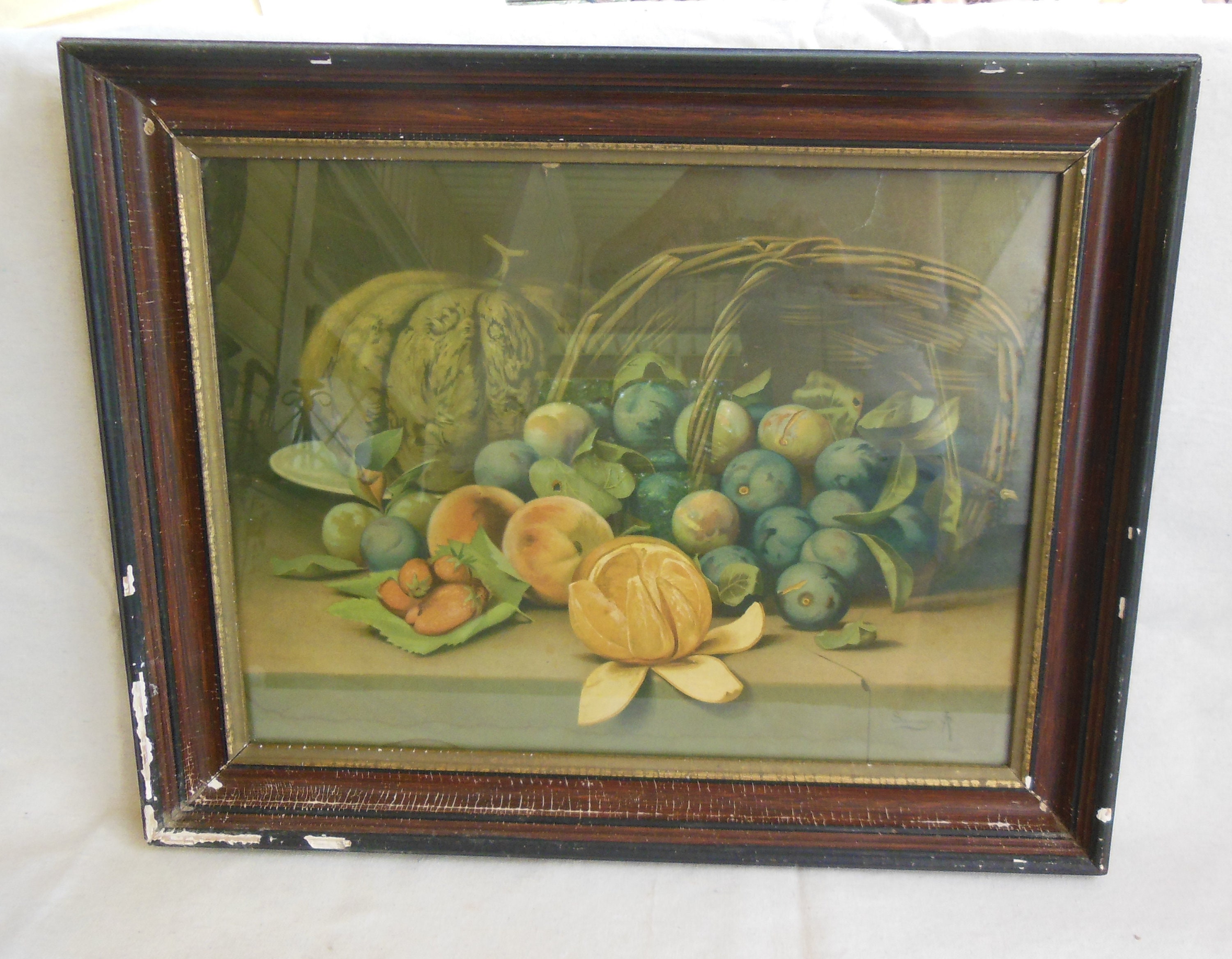 静物画 アクリル 壺と顔の彫刻