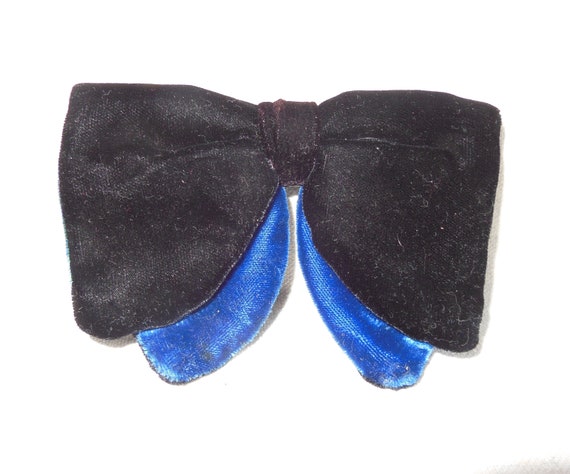 Vintage Velvet Bow Ties Set of 2 Clip On Ties Bla… - image 3