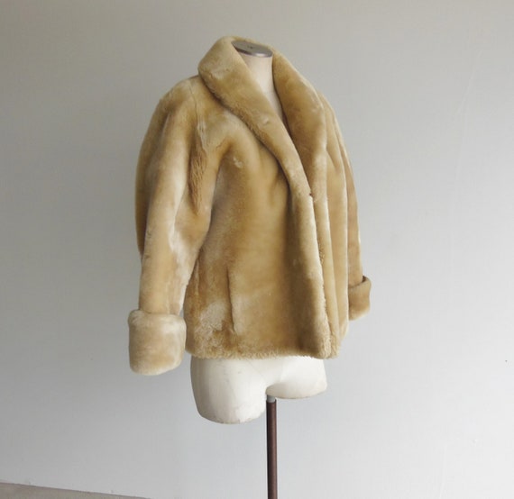 Antique Authentic Sheepskin Shearling Fur Coat Na… - image 3