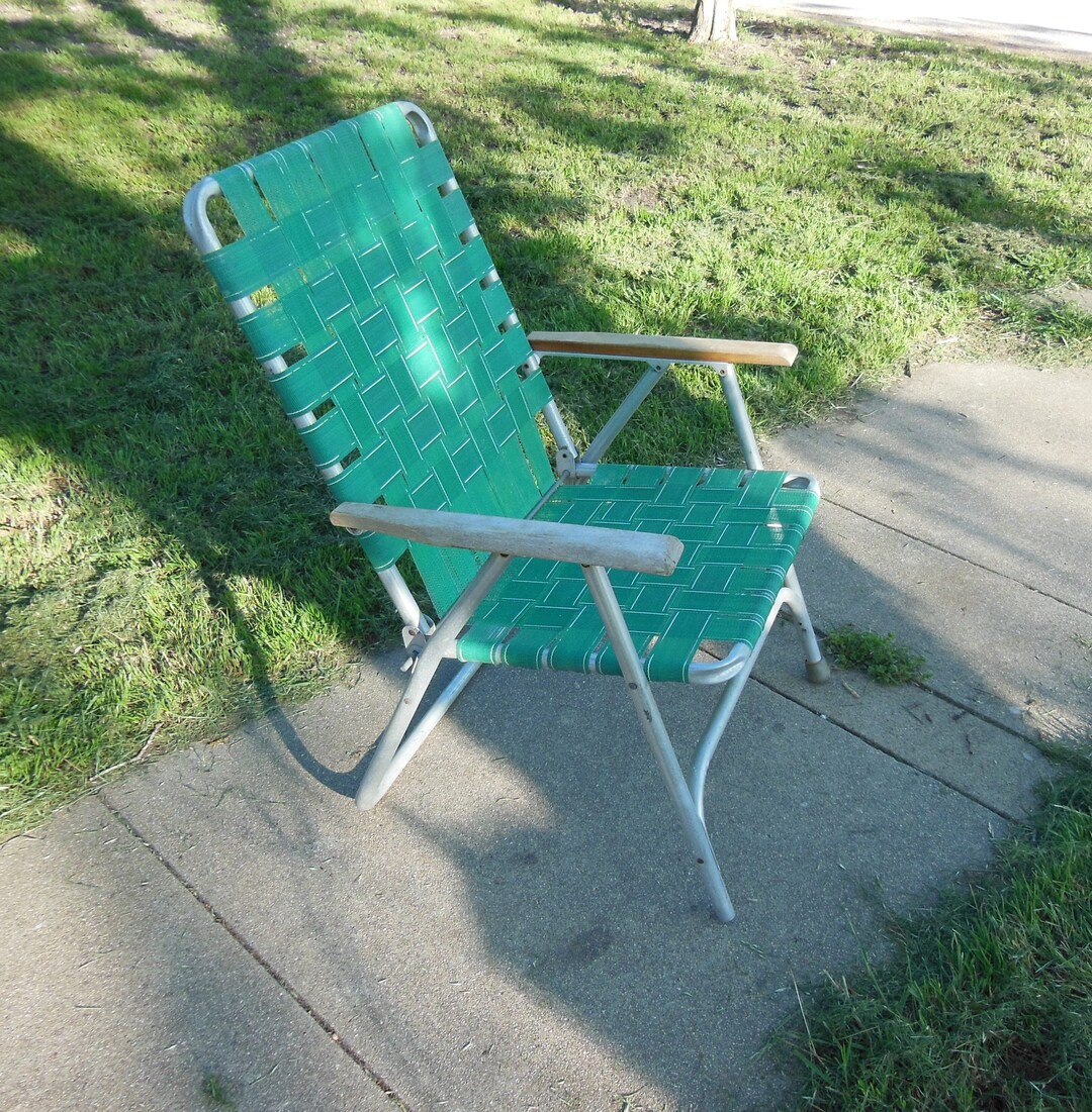 Vintage Folding Metal Lawn Chair Aluminum Frame bed Fold up Etsy