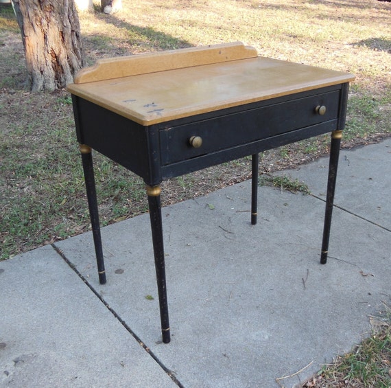 Antique All Metal Industrial Writing Desk