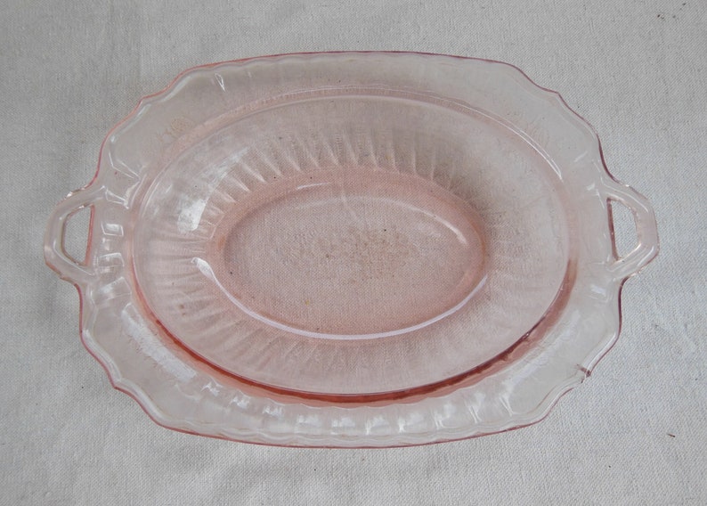 Antique Mayfair Pink Depression Glass Bowl Oval Pressed Glass Etsy