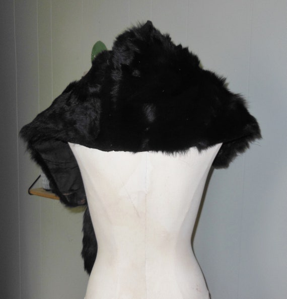 Vintage Black Fox Cape Shawl Fox Head and Tail Fu… - image 5