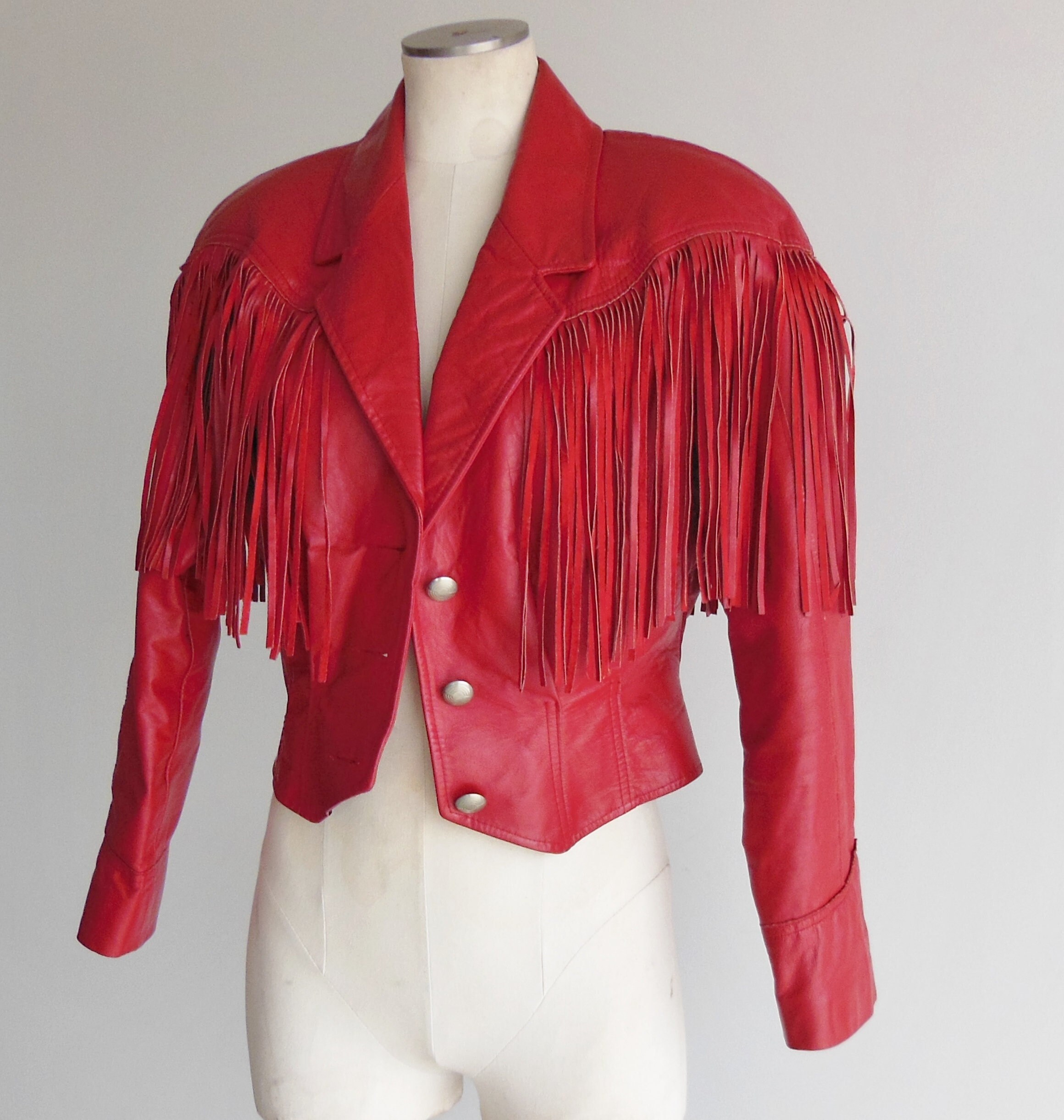 Vintage Pioneer Leather Cropped Fringed Etsy