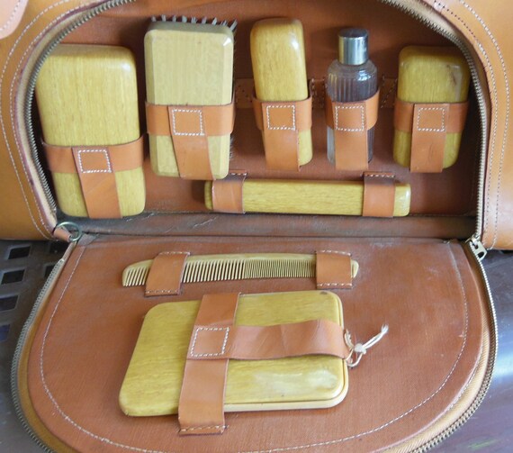 Vintage Leather Overnight Tote Duffel Bag Retro L… - image 3