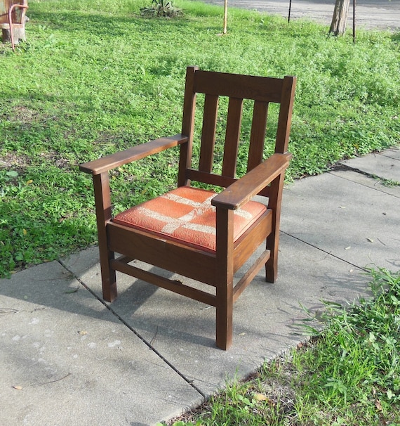 Vintage Solid Oak Arts and Crafts Mission Style Craftsman Style Chair Arm Chair All Original Condition Etsy