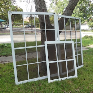 Antique Wood Window Screens Five 5 Large Screens Architectural Salvage 1936 Home Room Divider Repurpose Restore Farmhouse Cottage Greenhouse