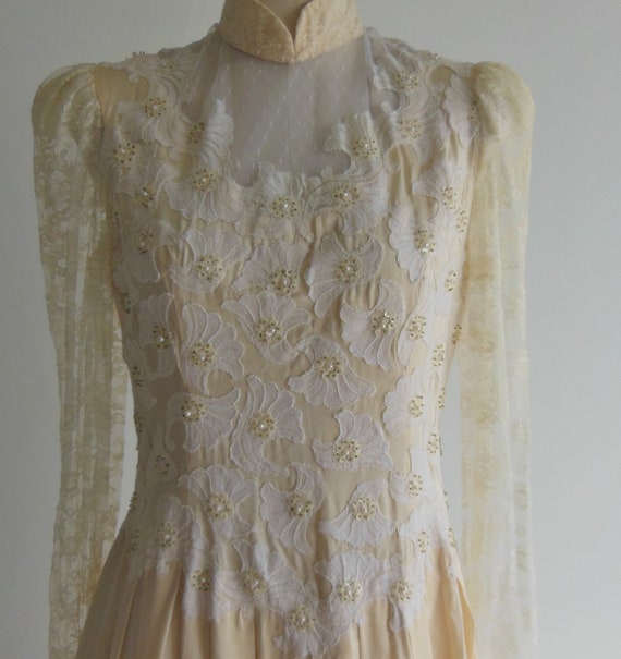 Vintage Wedding Dress 1940s Bridal Gown Handmade … - image 3