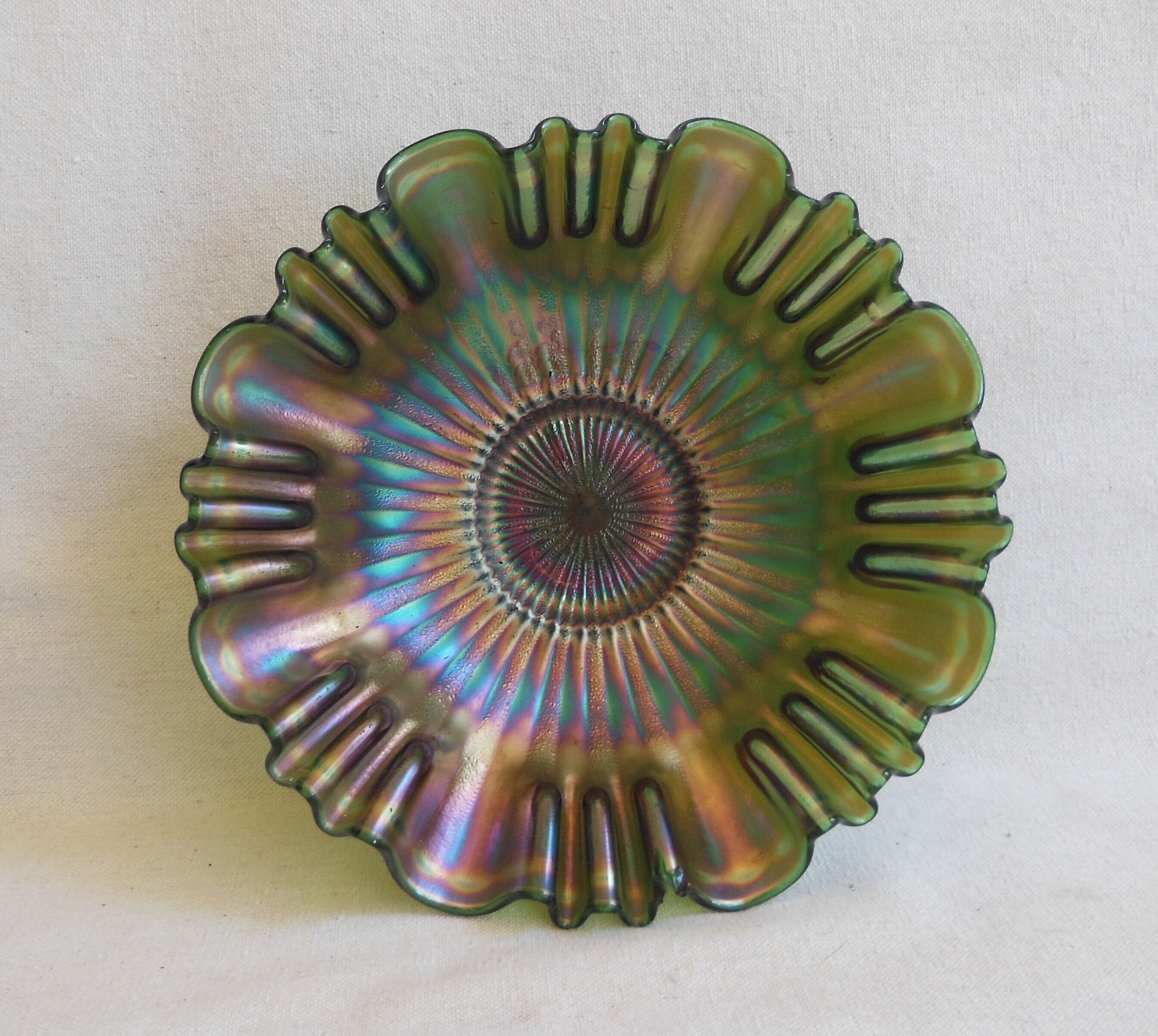 ② Carnival Glass カーニバルガラス ボール オーロラ パープル 昭和