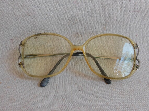 Vintage Plastic Metal Glasses Big Lens 1980s Eyeg… - image 3