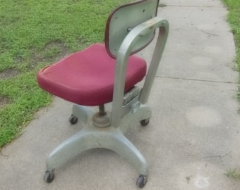 Mid Century Modern Industrial Tanker Metal Office Chair Swivel Rolling Adjustable Secretary Browne Morse Co Retro Desk Student Home Office