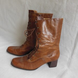 Danexx Brown Leather Laces Ankle Comfort Shoes Bootie Size 7 M