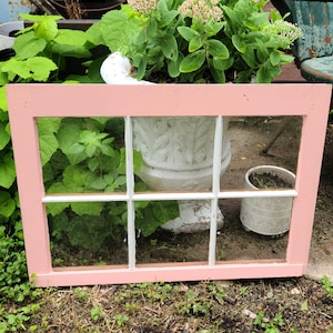 Wood 6 Pane Window Frame Painted Pink White Wall Decor