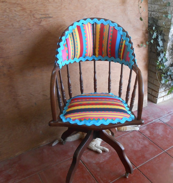 Antique Office Chair Recovered Funky Boho Statement Chair