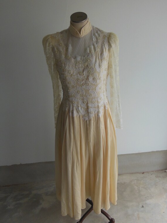 Vintage Wedding Dress 1940s Bridal Gown Handmade … - image 4