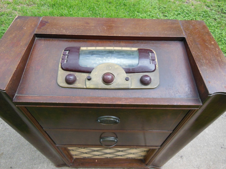 Antique Wood Radio Zenith Art Deco Console Floor Tube Etsy