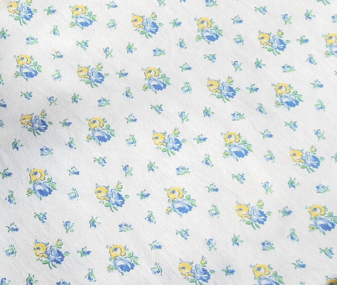 Antique 100% Cotton Feed Sack Flour Sack Fabric Blue Yellow