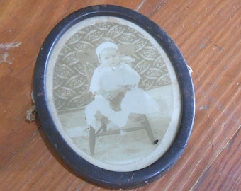 Antique Oval Portrait Photograph Metal Frame