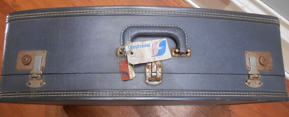 Vintage Suitcase Large Blue Travel Luggage Unmark… - image 7