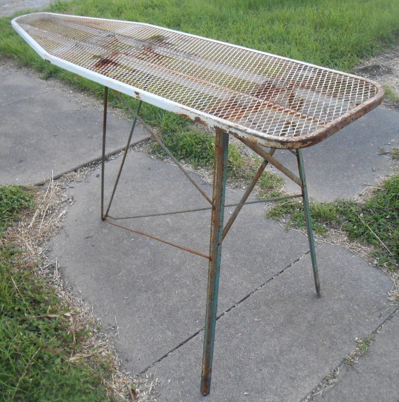 reserved for Irene Vintage Metal Ironing Board Folds Up Flat Unique