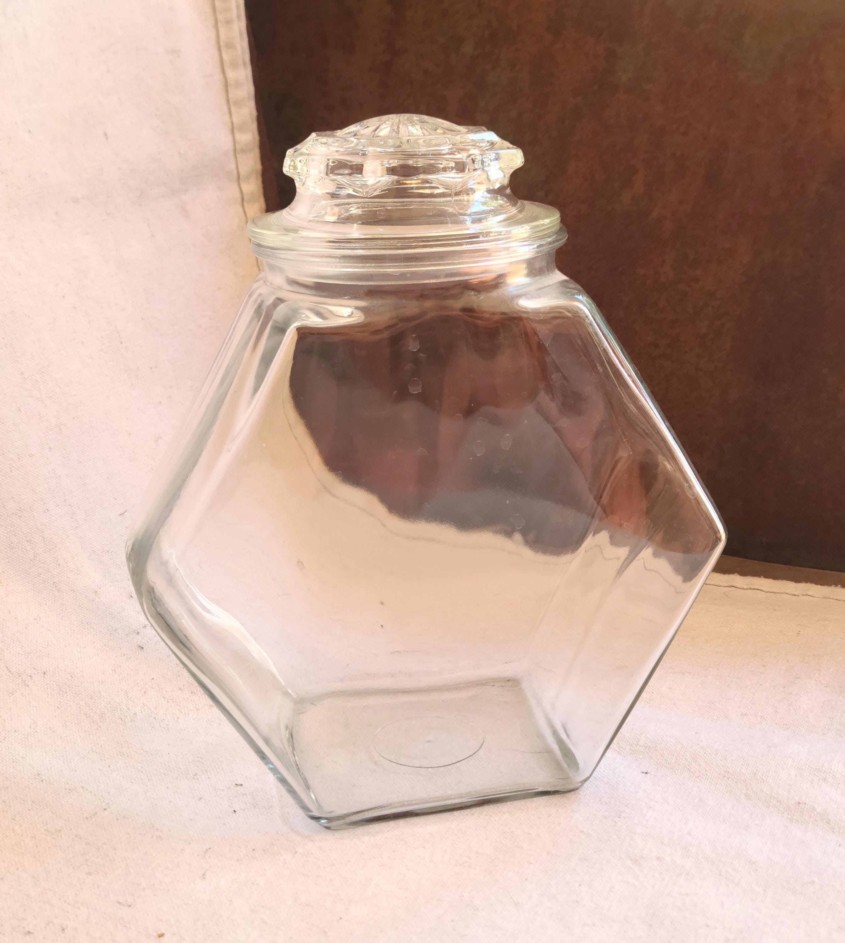 Glass Hexagon Canister Jar With Lid - Etsy