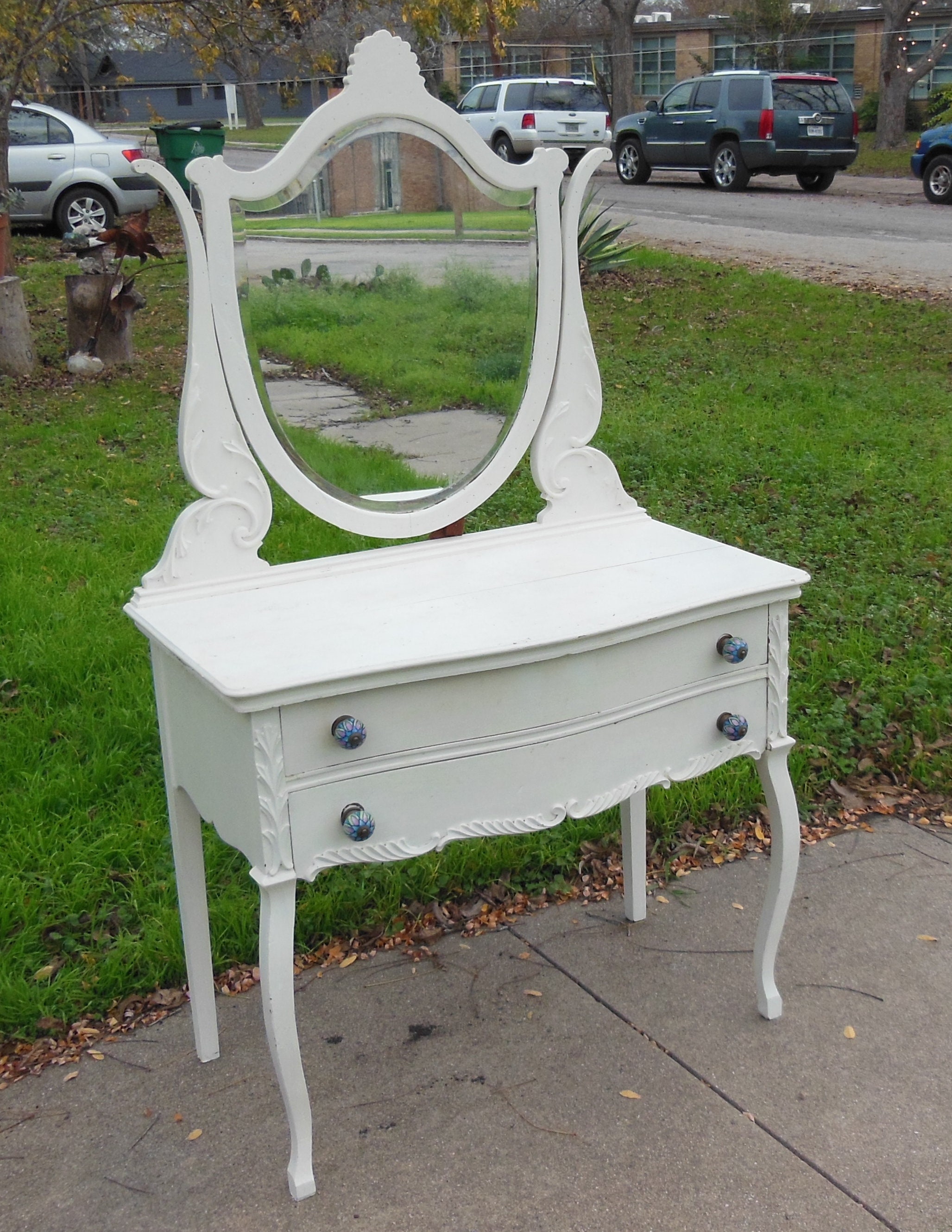 Antique Vanity Dressing Table Writing Desk 2 Drawer Table - Etsy