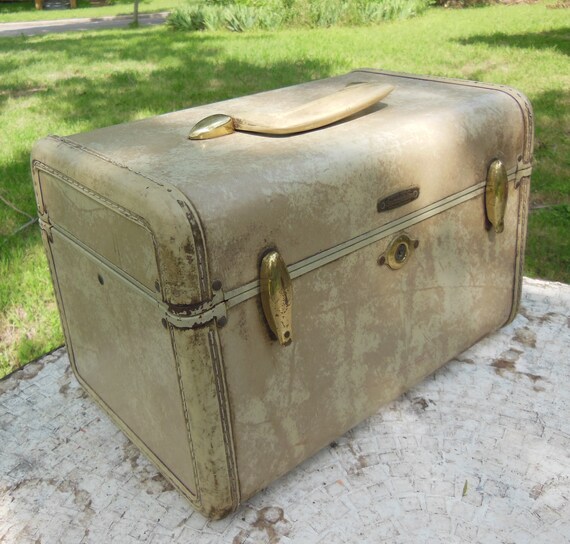 Vintage Samsonite Train Case Cream Beige Marbled Smal… Gem