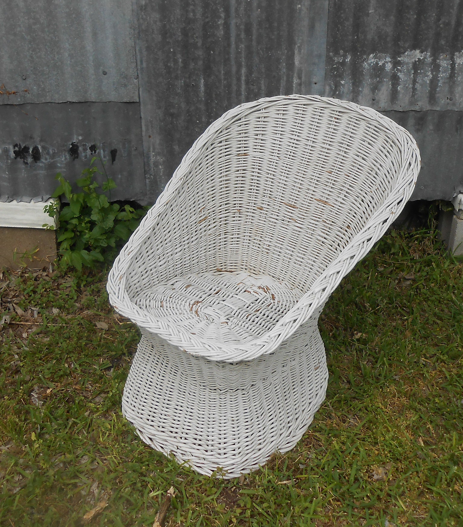 Vintage Wicker 1970 Hippie Chair Porch Patio Seating Solid Sturdy