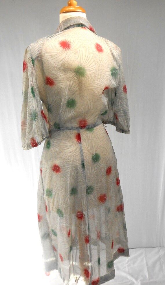 Antique Handmade Dress Sheer Rayon Gray Many Tiny… - image 3