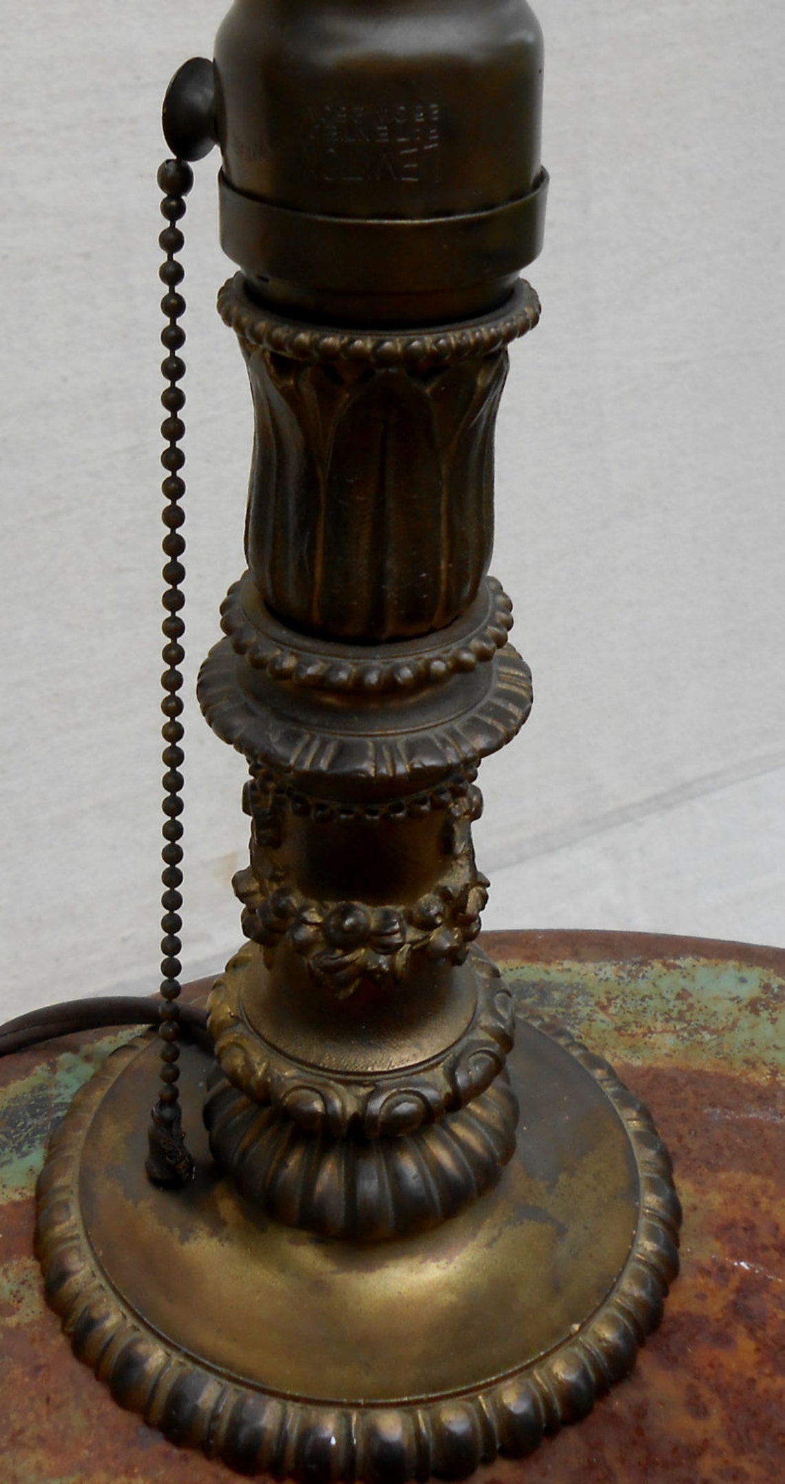 Antique Brass Candlestick Pedestal Lamp With Pull Chain Ornate Etsy