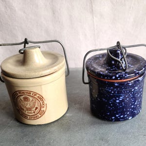 Vintage Stoneware Kitchen Crock Jars Food Storage 1 Available