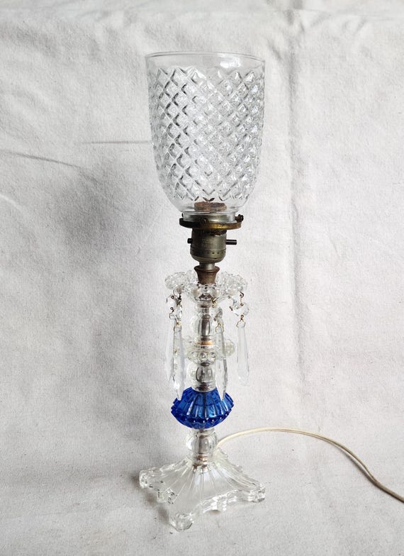 ライト・ランタン Vintage Blue Glass Diamond Lamp Shade Vintage Blue Glass Diamond Lamp Shade Antique Blue Glass