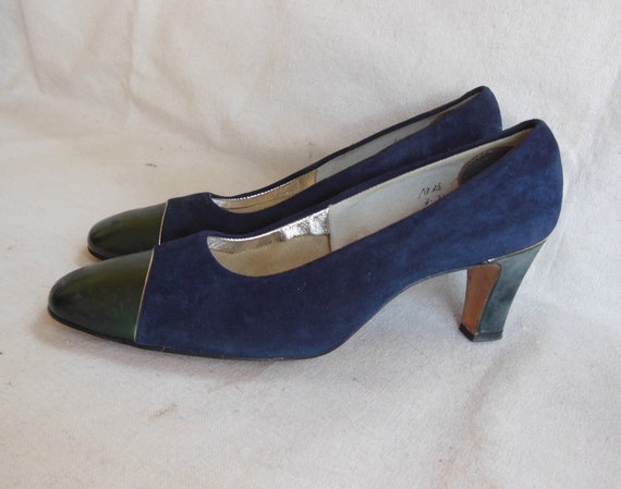 Vintage Blue Suede Shoes Valley Shoe Chunky Heel … - image 5