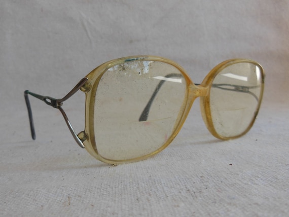 Vintage Plastic Metal Glasses Big Lens 1980s Eyeg… - image 1