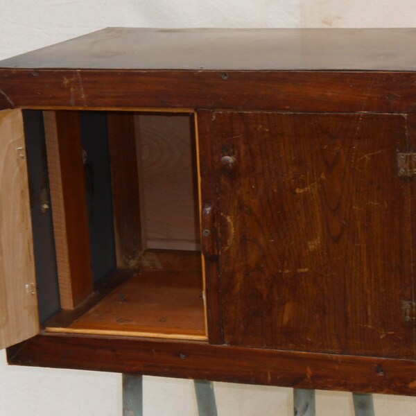 Handmade Wood Metal Spice Box Shelf Cabinet