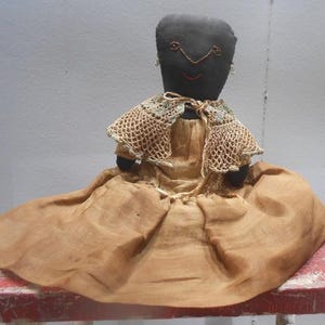 Folk Art Black Cloth Doll Toaster Cover