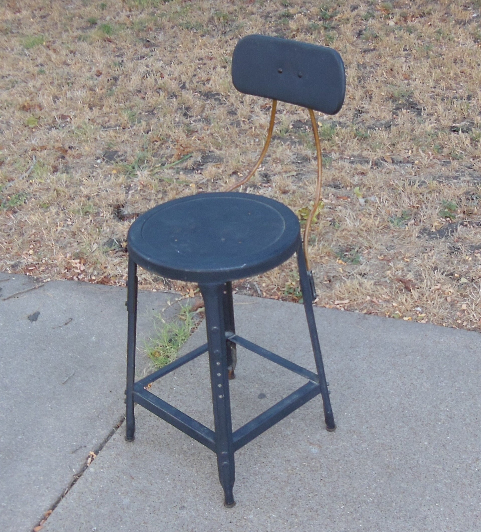 Vintage Hallowell Stoolchair Industrial Age Metal Stool Drafting