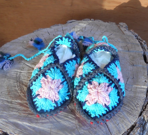 Hand Crocheted Granny Square Childs Toddlers Slip… - image 4