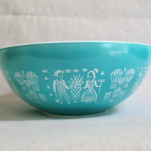 Turquoise Blue Cinderella Amish Pyrex Butterprint 444 Large Mixing Bowl