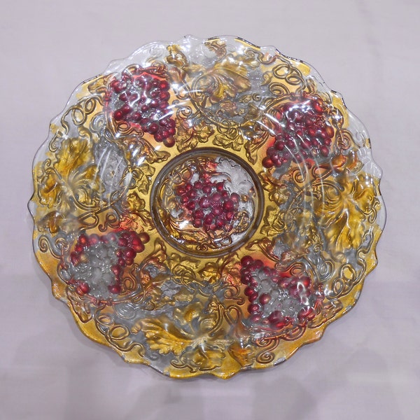 Red Glass Plate Etsy