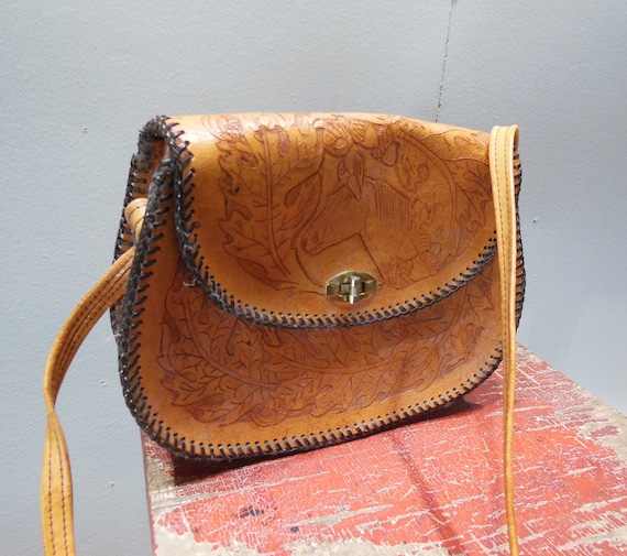 Vintage Handmade Hand Tooled Leather Purse Horse Equine Equestrian Design Cowgirl Chic Shoulder Bag Butterscotch Western Style Rockabilly Etsy Canada