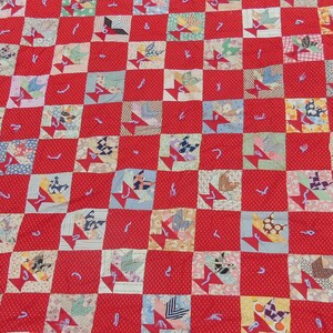 Antique 1930s Feed Sack Quilt 1970s Fabric Border image 3