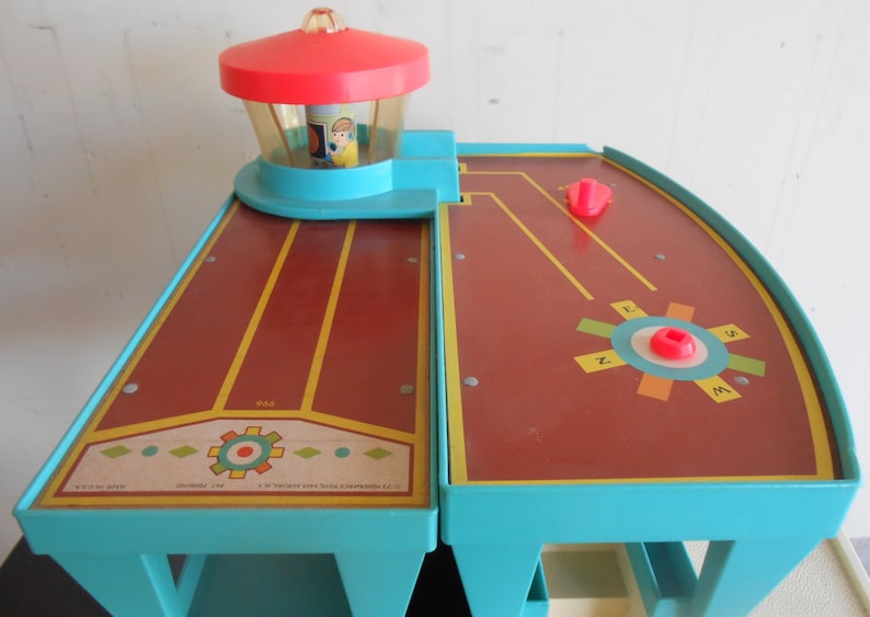 Vintage Fisher Price Airport Control Tower Runway Lobby 1972 Plastic Toy Airport No Little People Used Condition Pretend Play Kid Toddler image 5