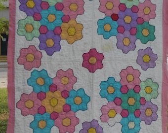 Antique Grandmother's Flower Garden Quilt