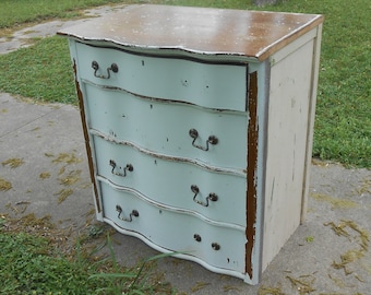 Antique Oak Serpentine Front Dresser Farmhouse Country Cottage Upcyle Project Chippy Paint Furniture Bedside Table Bedroom Closet Storage